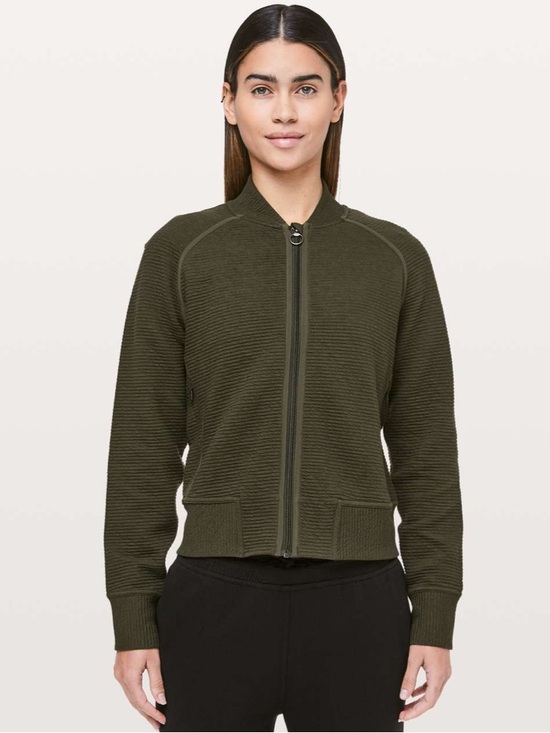 lululemon athletica Sweaters - Lululemon On Repeat Bomber Dark Olive Green size  8